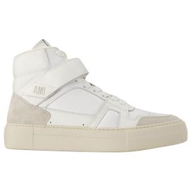 Ami Baskets Montantes ADC en Cuir Blanc Blanc