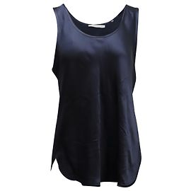 Canotta Vince in Seta Blu Navy Blu navy