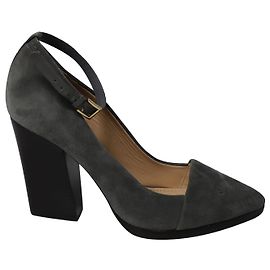 Tory Burch Escarpins à Talons Blocs en Daim Gris Gris
