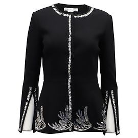 Oscar De La Renta Jacke mit Pailletten aus schwarzer Seide Schwarz