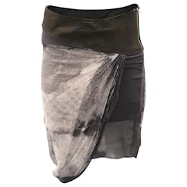 Helmut Lang-Helmut Lang Draped Skirt in Grey Modal-Black