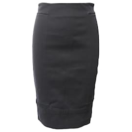 Diane Von Furstenberg-Diane Von Furstenberg Knee Length Pencil Skirt in Black Cotton-Black