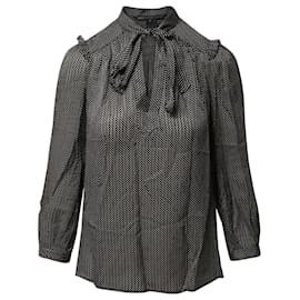 Marc Jacobs-Marc by Marc Jacobs Polka Dot Pussy Bow Blouse in Black Silk-Black