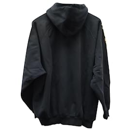 Balenciaga-Balenciaga Metal Oversized Hoodie in Black Cotton-Black
