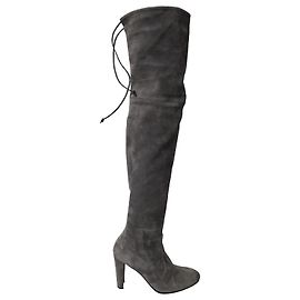 Stuart Weitzman Highstreet Over-The-Knee Boots in Grey Suede Grey