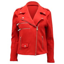 Anine Bing Bikerjacke mit Reißverschlusstaschen aus rotem Polyester Rot