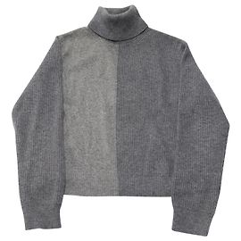 Theory Colorblock Rollkragenpullover aus grauer Kaschmirwolle Grau