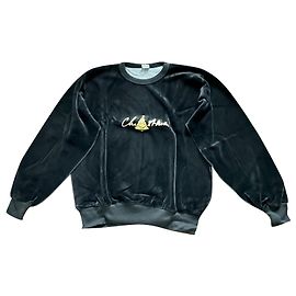 Sonia Rykiel Black Velvet Sweatshirt with Gold Embroidery Black Golden