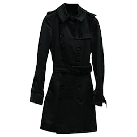 Burberry-Burberry Belted Double-Breasted Trench Coat in Midnight Blue Wool Blend-Blue,Navy blue
