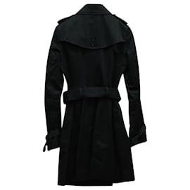 Burberry-Burberry Belted Double-Breasted Trench Coat in Midnight Blue Wool Blend-Blue,Navy blue
