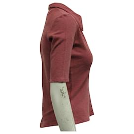 Autre Marque-Albus Lumen Poloshirt mit spitzem Kragen aus rotem Leinen-Rot