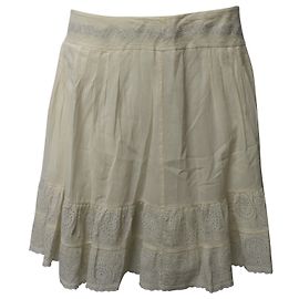 Zadig & Voltaire Saia bainha bordada Zadig e Voltaire Jussie em algodão creme Branco Cru