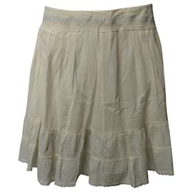 Zadig & Voltaire-Zadig and Voltaire Jussie Embroidered Hem Skirt in Cream Cotton-White,Cream