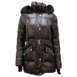 Michael Kors Kunstpelz-Steppjacke mit Kapuze aus schwarzem Polyester Schwarz