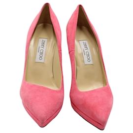 Jimmy Choo-Jimmy Choo Escarpins à Bout Pointu en Daim Rose-Rose