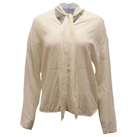 Sandro-Sandro Paris Long Sleeve Blouse in Ivory Silk-White,Cream