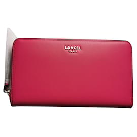 Lancel Raspberry Pink Leather Wallet Pink