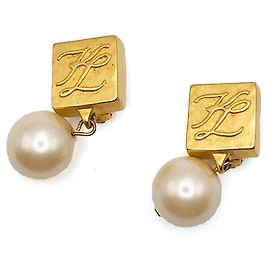 KARL LAGERFELD – BOUCLES D’OREILLES A CLIP ET PERLES Doré