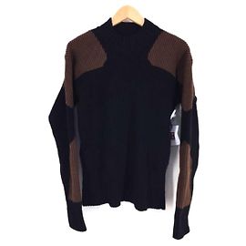 *JACQUEMUS Bicolor Knit Herren Strickpullover S Schwarze Serie Braune Serie Braun Schwarz
