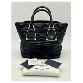 Prada-Prada black embossed nappa shopping bag-Black,Golden