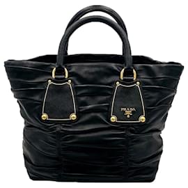 Prada-Prada black embossed nappa shopping bag-Black,Golden
