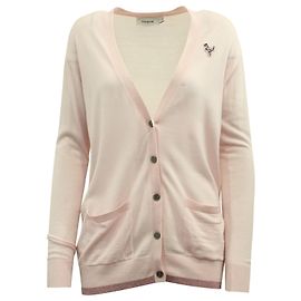 Coach Rexy Patch Metallic Cardigan aus hellrosa Wolle Andere