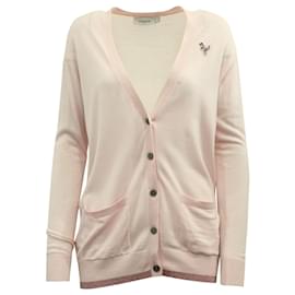 Coach-Coach Rexy Patch Metallic Cardigan aus hellrosa Wolle-Andere