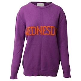 Alberta Ferretti-Alberta Ferretti Wednesday Patch Sweater in Violet Wool-Purple