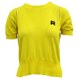 Rochas-Rochas Knitted T-shirt in Yellow Cotton-Yellow