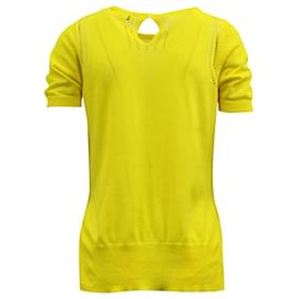 Rochas-Rochas Knitted T-shirt in Yellow Cotton-Yellow