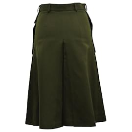 Alexander Mcqueen-Alexander McQueen Classic A-Line Skirt with Pockets in Green Wool -Green,Olive green