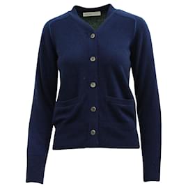 Sacai-Sacai Cardigan in Navy Blue Cashmere-Blue,Navy blue