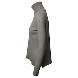 Vince-Vince Double Slit Turtleneck Sweater in Grey Cashmere-Grey
