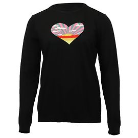 Pull Bella Freud Sunset Heart Intarsia en Coton Noir Noir
