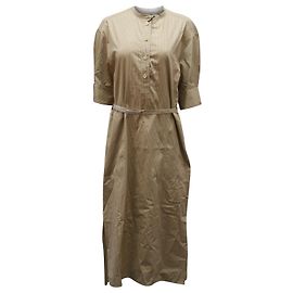 Joseph Barker Vestido midi risca de giz em algodão bege Marrom Bege