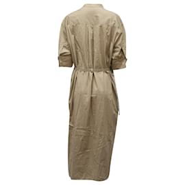 Joseph-Joseph Barker Pinstripe Midi Shirt Dress in Beige Cotton-Beige