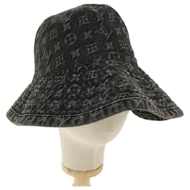 Louis Vuitton-LOUIS VUITTON Monogram Denim Chapo Hat Black N80207 LV Auth bs2468-Black