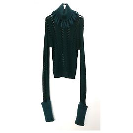 Christian Dior x John Galliano fallen 2009 Pullover mit Fransenausschnitt Anthrazitgrau