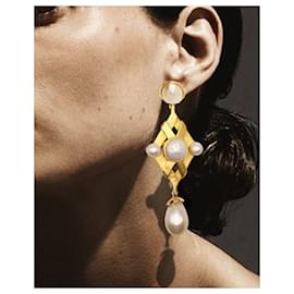 Karl Lagerfeld-KARL LAGERFELD - Pendientes colgantes de perla con clip-Dorado