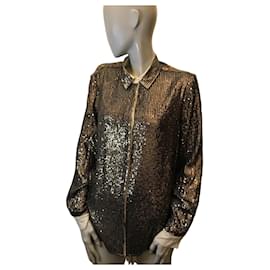 Autre Marque Sequin blouse eggshell and gold Golden Eggshell
