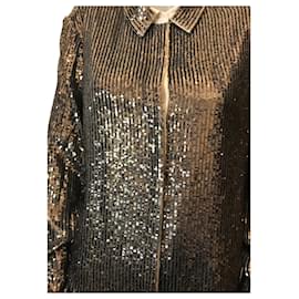 Autre Marque-Bluse mit Pailletten-Golden,Aus weiß