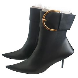 Balenciaga Essex black leather ankle boots 38 IT Black