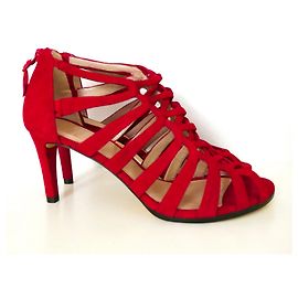 Sandales spartiates en daim rouge Stuart Weitzman Rouge