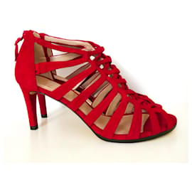 Stuart Weitzman Red Suede Gladiator Sandals Red