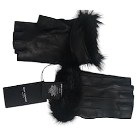 Saint Laurent-Saint Laurent leather gloves-Black