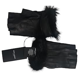 Saint Laurent-Guanti in pelle Saint Laurent-Nero