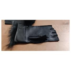 Saint Laurent-Gants en cuir Saint Laurent-Noir