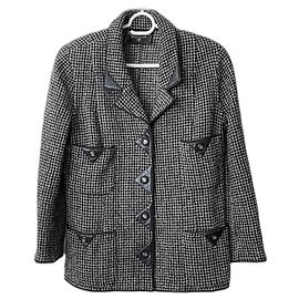 Chanel Black Tweed Jacket Size 40 Black