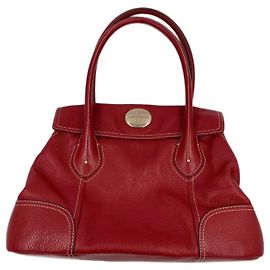 Lancel Louyetu Leather Handbag Red Red