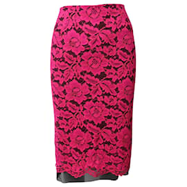 Sandro-Sandro Paris Lace Midi Skirt in Pink Polyester-Pink
